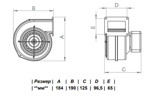 Вентилятор наддува ВСК 120 А2 (Аналог WPA 117) 